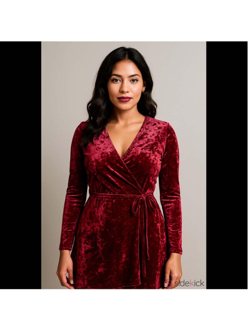Lulus Long Sleeve crushed Velvet Wrap Dress Red Size S